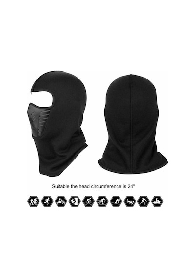 Tezzgelsin Unisex Rüzgar Geçirmez İçi Termal Polar Kayak Maskesi Bisikletçi Maskesi Motorcu Maskesi Siyah