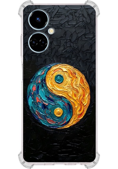 Tecno Camon 19 İle Uyumlu Köşe Korumalı Kılıf Metamorfoz Dualite Tasarımlı Uv Baskılı Şeffaf