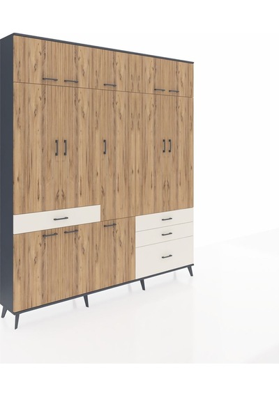 Arges Dolap 8 Raflı 4 Çekmeceli 3 Askılı 220x30x243 Antrasit-çam/aytaşı Atlas Çam/aytası Arges Dolap 8 Raflı 4 Çekmeceli 3 Askılı 220x30x243 Antrasit-çam/aytaşı Atlas Çam/aytası