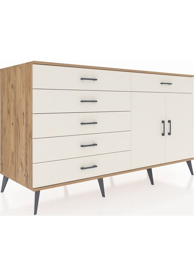 Kronos Konsol Tek Raflı 6 Çekmeceli 2 Kapaklı 176x59x99 Çam-aytaş Çam-aytaşı