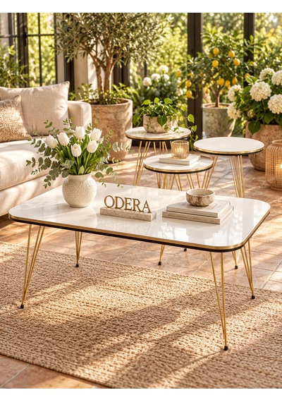 Odera Çift Gold Beyaz Elips Orta Sehpa Ve Yuvarlak Zigon Sehpa 4'lü Set Gold Tel Metal Ayaklı Retro Modern Salon Sehpası Diğer Odera Çift Gold Beyaz Elips Orta Sehpa Ve Yuvarlak Zigon Sehpa 4'lü Set Gold Tel Metal Ayaklı Retro Modern Salon Sehpası Diğer