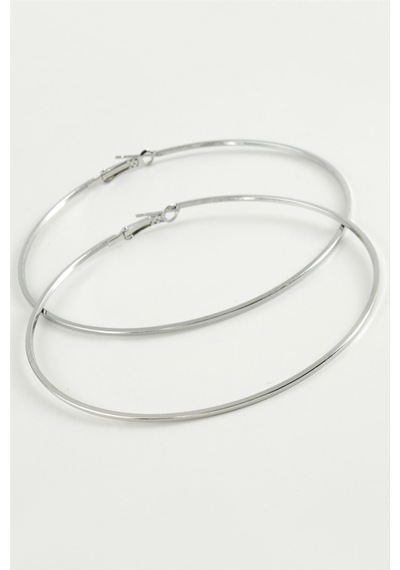 Ezme Çizgili Metal Halka Küpe 8-9-10 Cm 8 Cm