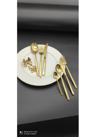 Lilyum 42 Parça Titanyum Gold Çatal  Kaşık Bıçak Seti