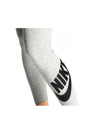 Nike Swoosh Yüksek Bel Pamuklu Bayan Gri Tayt
