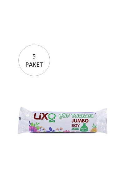 J-500 Jumbo Boy Çöp Torbası 80 X 110 Cm 10 Lu Rulo X 5 Paket 50 Adet Siyah