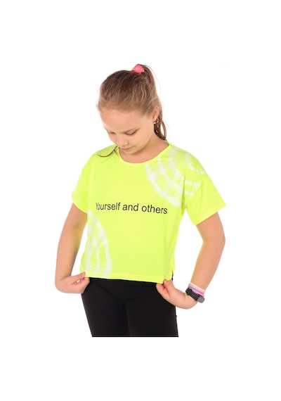 Toontoy Kids Toontoy Kız Çocuk Baskılı Bisiklet Yaka Kısa Kollu Tişört Neon Sarı