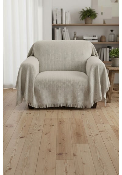 Pamuklu Koltuk Örtüsü 170x210 Cm Tekli&üçlü Koltuk,çekyat Ve Berjer İçin Krem