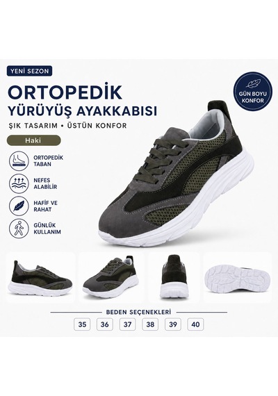 Genpa Deri Ve Tekstil Confort Spor Ayakkabı Haki