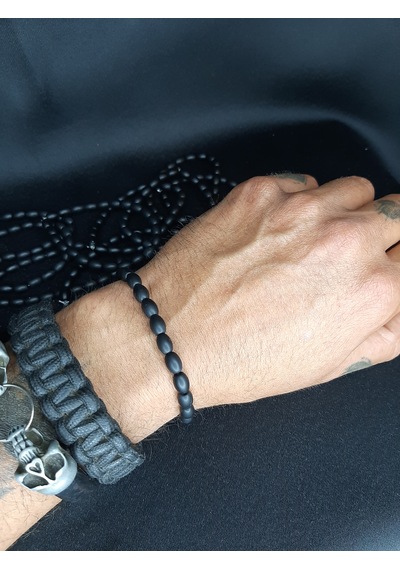 Mryart Doğal Oniks Taşı Bileklik Mat Siyah Unisex Enerji Ve Şıklık Bir Arada