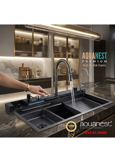 Hazeland Aquanest Premium 5 Tuşlu Akıllı Evye Antrasit