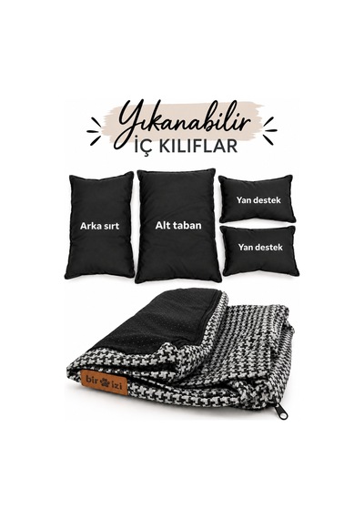 Kedi Ve Köpek Koltuğu Tamamen Fermuarlı Çıkarılabilir İç Minder Boncuk Elyaf Kaydırmaz Taban Kedi Ve Köpek Yatağı Beyaz 1714629934
