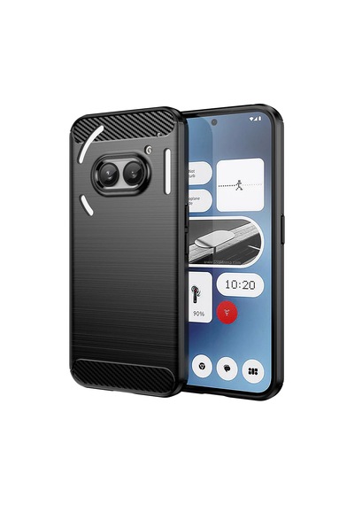 Microcase Nothingphone 2a Plus İle Uyumlu Brushed Carbon Fiber Silikon Kılıf - Siyah Al3332