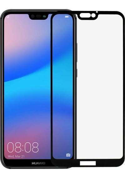 Huawei P20 Lite Uyumlu Siyah Seramik Nano Ekran Koruyucu Tam Kaplayan Kırılmaz Esnek Cam