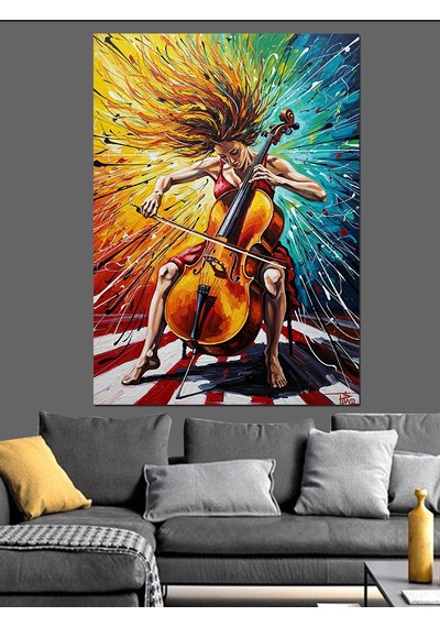 Ahşap Tablo Gitar Çalan Adam Soyut