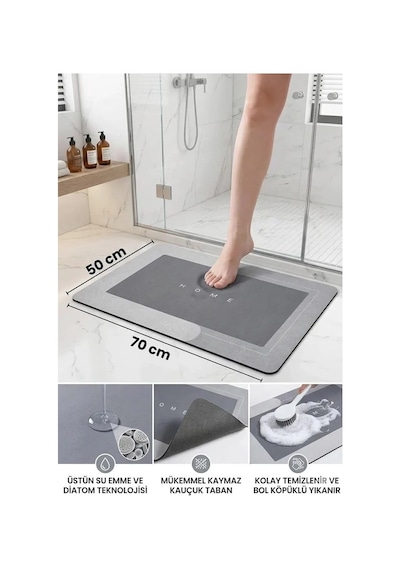 Su Emici Banyo Paspası Kaymaz Tabanlı Su Emici Yapı 50 X 70 Cm Büyük Boy Çok Amaçlı Banyo Paspası Kolay Temizlenir Karışık-çok Renkli
