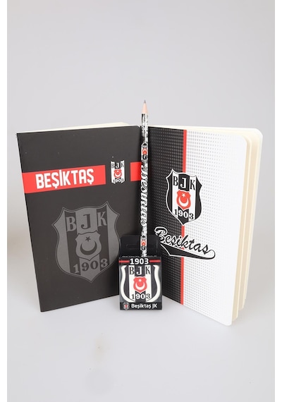Lisanslı Beşiktaş Noktalı Defter,kurşun Kalem Ve Silgi Seti Altın