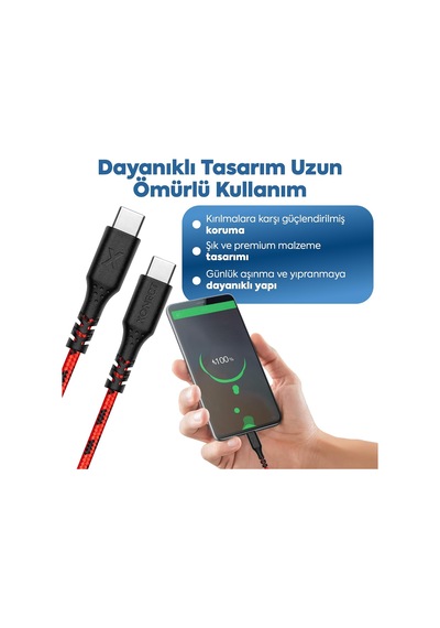 Type-c To Type-c İle Uyumlu İphone Ve Samsung İle Uyumlu Hızlı Şarj Ve Data Kablosu 40 Cm Siyah