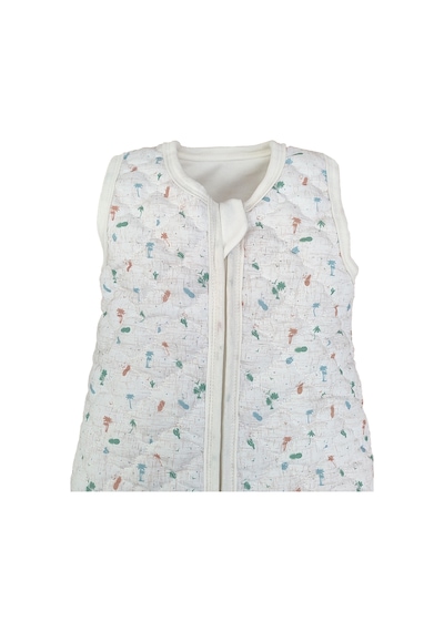 Sitilin Bebek Kalın Elyaflı Uyku Tulumu iç ve Diş Kumaş %100 Doğal Pamuk Çift Kat Özel Kumaş Unisex 2.5 Tog Krem