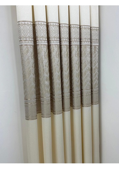 Nivemeshome Avşa Desen:632349 2004 Krem 1/3 Sık Pile Fon Perde Apm Krem