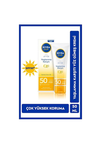 Sun Yüz Kremi 50ml Spf50 Yüksek Güneş Koruyucu  Görünümü Engelleyici