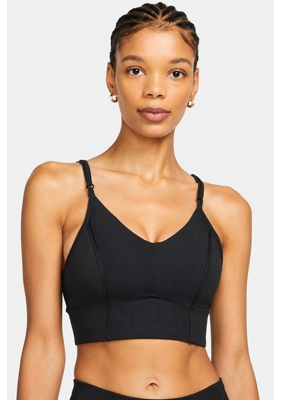 Nike Yoga Indy Light Support Padded Long Cut Sports Bra Kadın Hafif Destekli Dolgulu Süteyn Bra Siyah