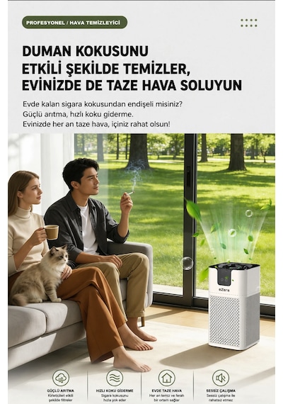 Bowie Evcil Hayvanlı Evler İçin Hepa Filtreli Hava Temizleyici beyaz