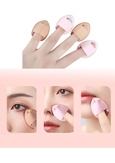 Mucit Home 5 Adet Mini Kozmetik Puf Parmak Yüz Makyaj Sünger Concealer Göz Altı Kapatıcı