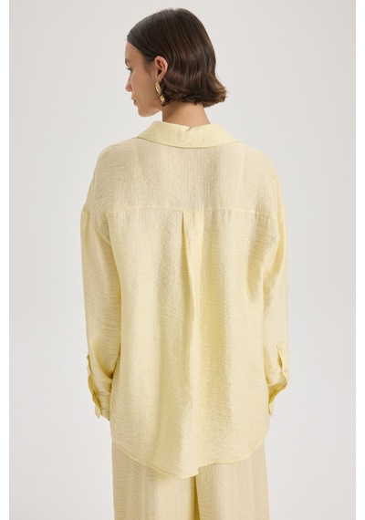Mai Collection Mai Studios Co. Yovena Düğme Detay Sarı Oversize Gömlek sarı