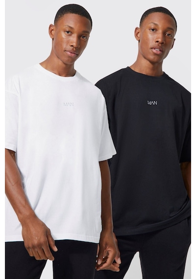 2'li Man Yazı Süprem T-shirt - Siyah Beyaz Baskılı Oversize Bisiklet Yaka Kısa Kol Tişört Siyah Beyaz 2'li Man Yazı Süprem T-shirt - Siyah Beyaz Baskılı Oversize Bisiklet Yaka Kısa Kol Tişört Siyah Beyaz