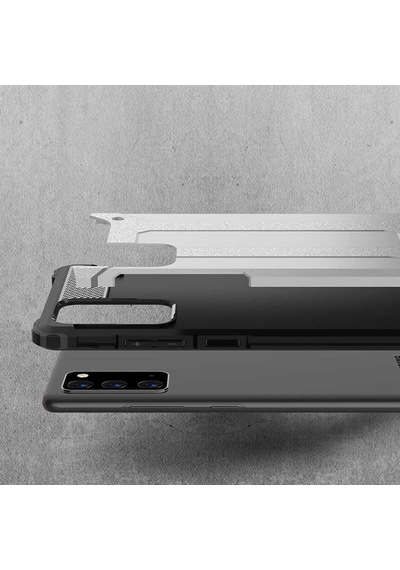 Ekılıf - Samsung Galaxy Note 20 Uyumlu Kılıf Çift Katman Zırh Tank Crash Military Kapak - Siyah