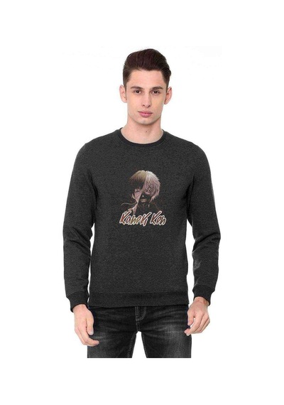 Anime Kaneki Keh 2 Baskılı Füme Antrasit Erkek Örme Sweatshirt