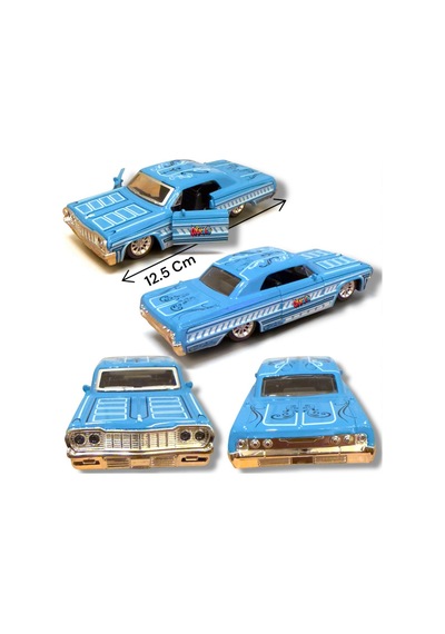 Modifiyeli Metal Diecast Basık Araba Kapı Açılan Clasik Model Oyuncak Mavi Renkli Mavi