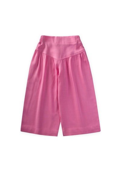 Cigit Korsajlı Büzgülü Keten Pantolon 2-7 Yaş Pembe Pembe