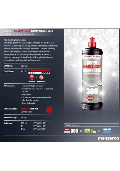 Menzerna 300 Heavy Cut Compound Ağır Çizik  Pasta 250ml