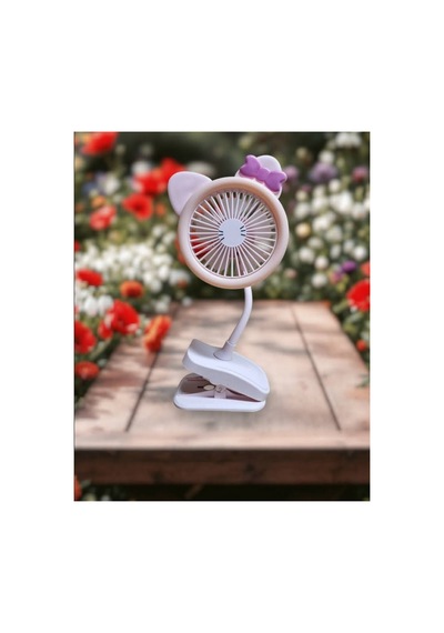 Mandallı Bebek Arabası Fanı Şarjlı Led Işıklı Klipsli Vantilatör Masaüstü Soğutucu Fan