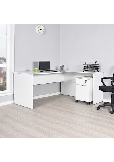 Adoremobilya Rio Ofis L Masa - Diamond Beyaz