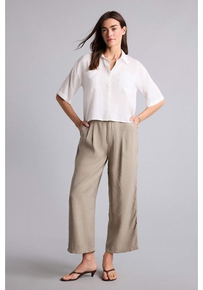 Defacto Wıde Leg Fermuarlı Normal Bel Düz Paça Tencel Pantolon H1929ax26smkh341 Haki-kh341