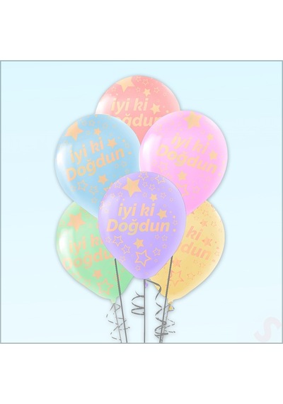 İyi Ki Doğdun Çok Renkli Makaron Balon, 30cm X 8 Adet
