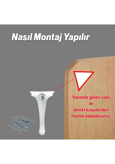 Lukens Beyaz Gümüş Sehpa Masa Ayakları 40 Cm Plastik Ayak Mobilya Zigon Çay Orta Sehpası Ayağı Sehpa 6395751