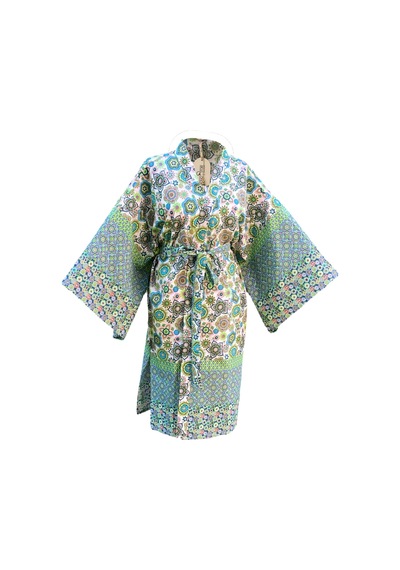 Lila Mare İthal Hint Kumaşlı Handmade Pamuk Özel Tasarım Kimono Renkli Renkli