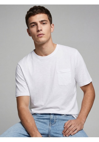 Ltb Flamlı Basic Beyaz T-shırt Beyaz