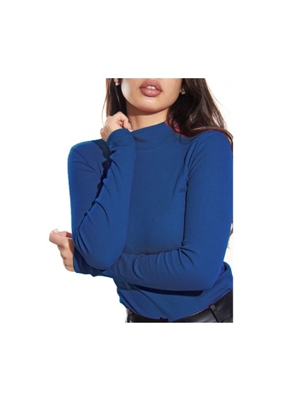 Alya Underwear Kaşkorse Yarım Boğaz Body Sweatshirt, Fitilli Kumaş, Likralı, Bordo İndigo