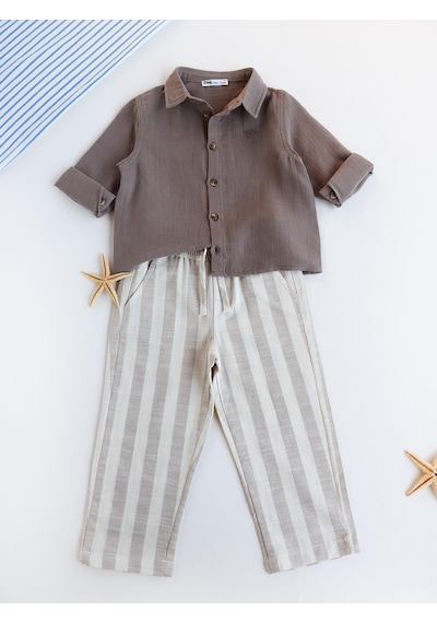 Civil Boys Erkek Çocuk Uzun Kol Basic 2-5 Yaş Gömlek - Kahverengi