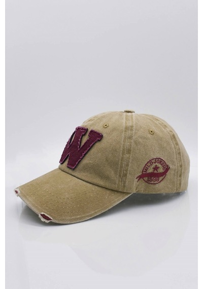 Külah Beyzbol Cap Vintage Erkek Şapka Eskitme Kep-Bej