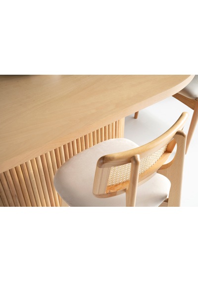 Terra Oval Natural Ahşap Bohem Masa 80x160 Natural Ayak - Natural Üst