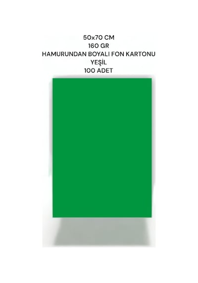 Yeşil 50x70 Cm 160 Gr Fon Kartonu 100'lü Paket