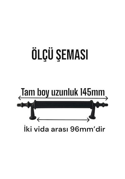 8 Adet Erciyes Kulp Siyah 96 Mm Kulp Mobilya Mutfak Dolabı Çekmece Dolap Kapak Kulpu Kulbu Metal Kulpları