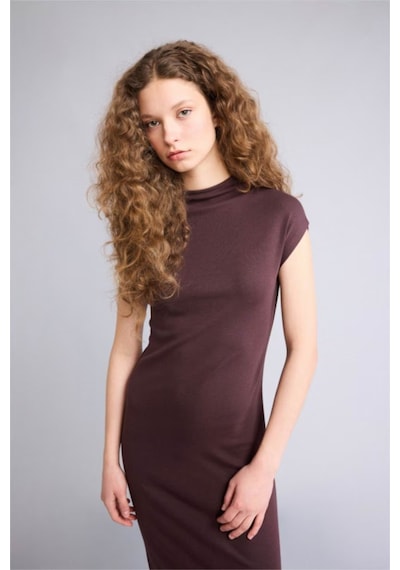 Defacto Bodycon Vücudu Saran Modal Maxi Elbise H0862ax26spbn320 Kahve-bn320