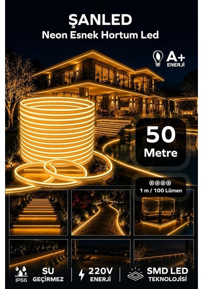 Tr Neon Esnek Hortum Şerit Led Beyaz,gün Işığı,kırmızı, Yeşil,mavi,amber Rengi + 220v Fiş/1,2,3,4,5,10,15,20,25, Genel 56340322