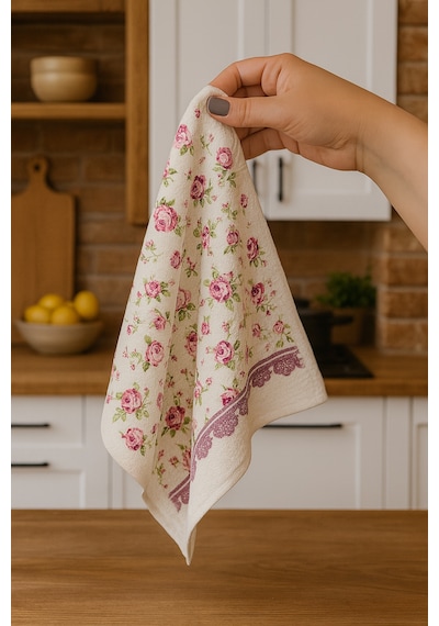 Kitchen Dijital Baskı Pamuklu Tekli Mutfak Havlusu Pembe